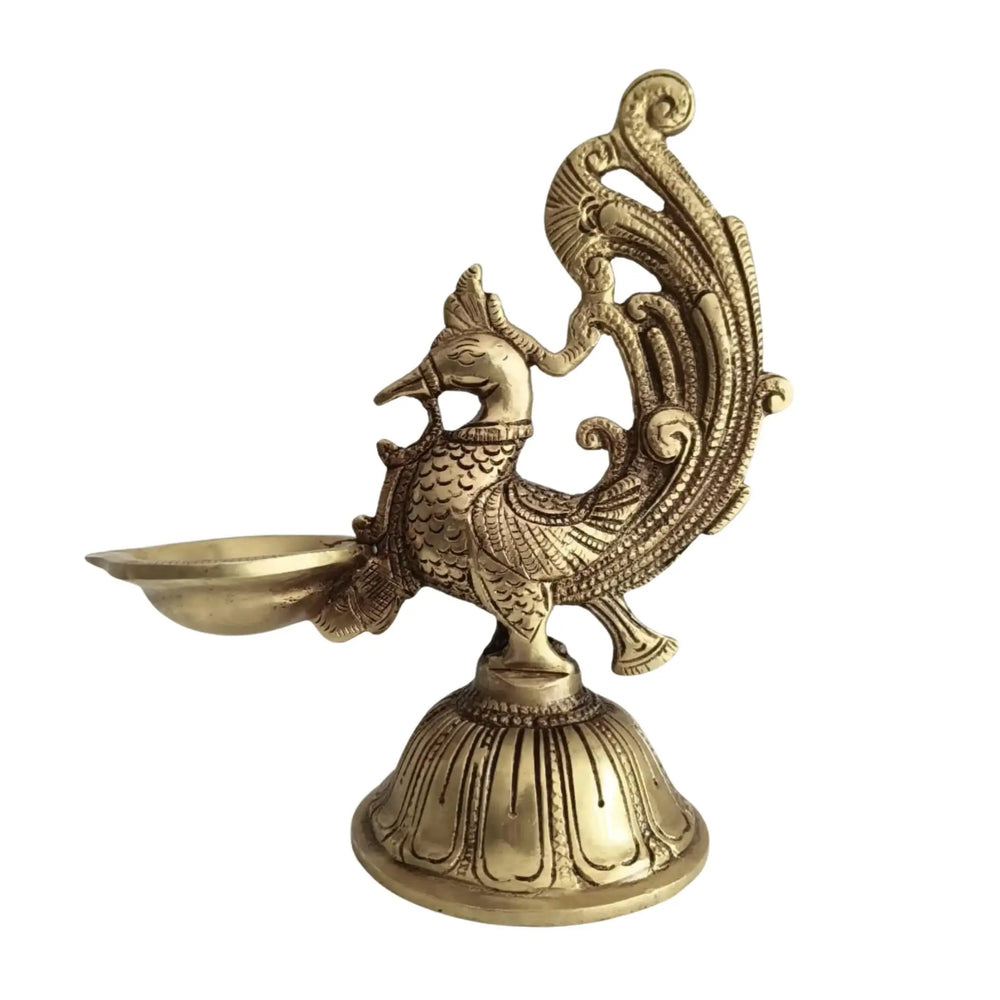 Handcrafted Brass Peacock Oil Lamp (Diya) – Pooja & Home Decor Deepam   Brass Ware
