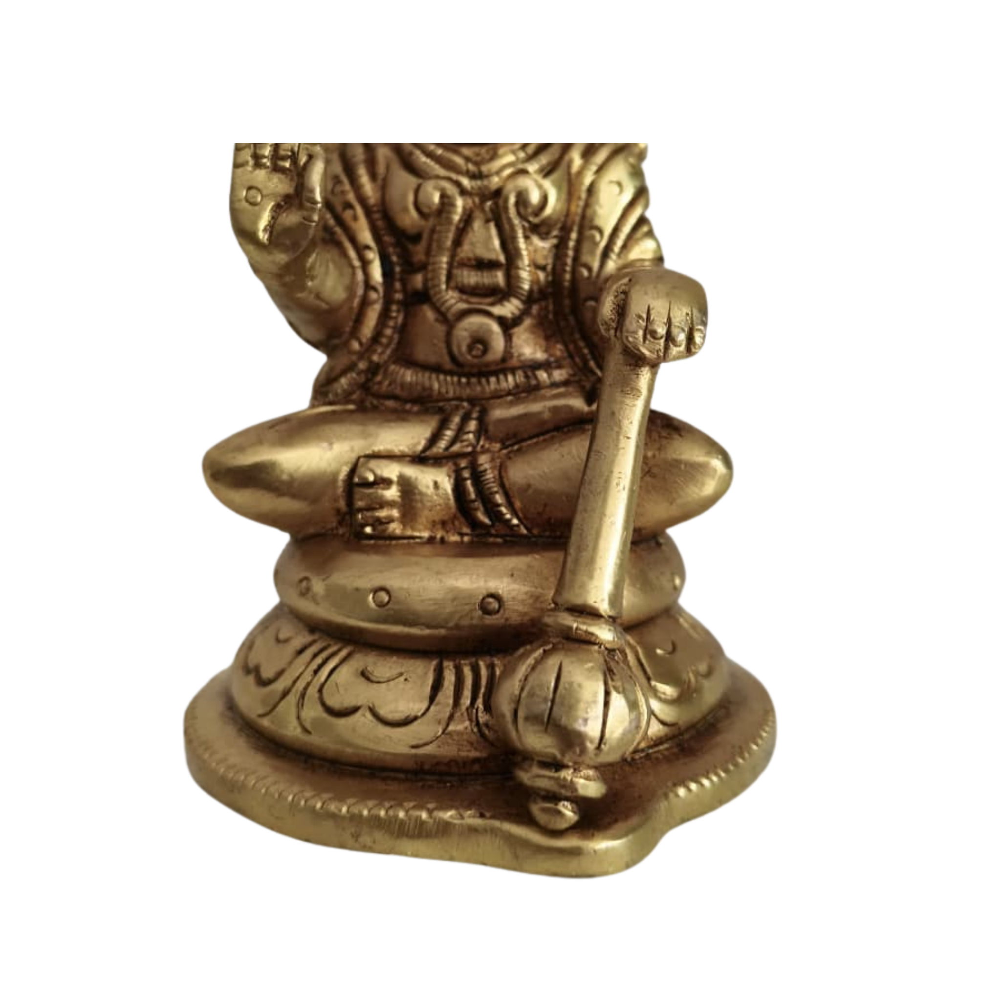 Brass Seated Lord Hanuman Idol – Gada-Bearer in Abhaya Mudra for Protection and Courage