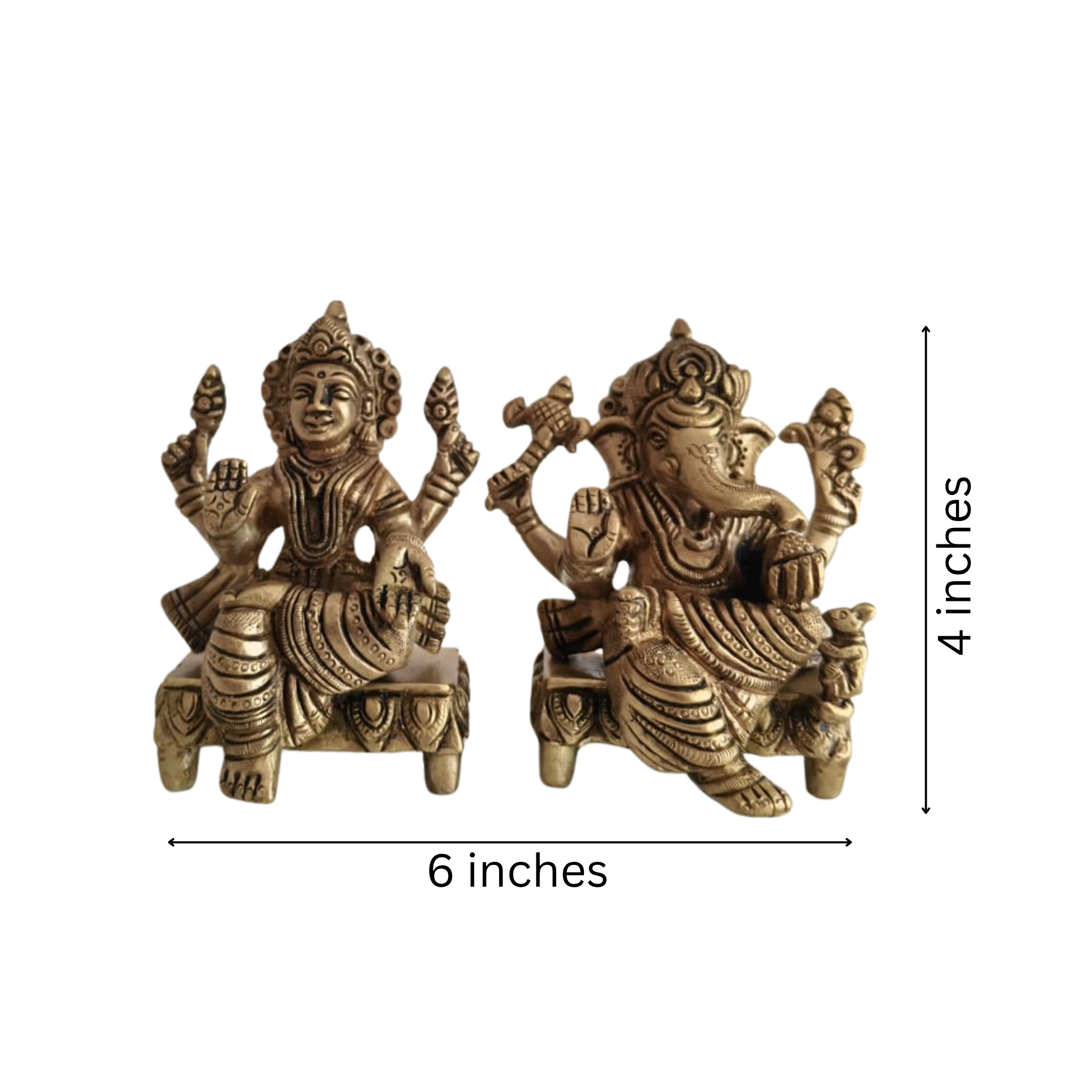 Traditional Brass Idols of Ganesha and Lakshmi