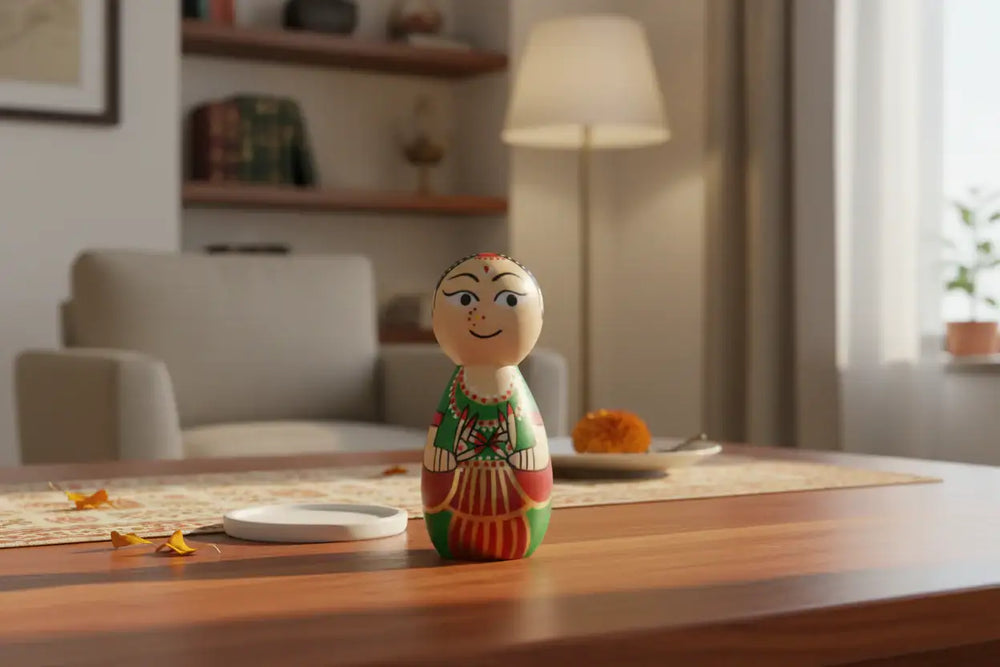 Colorful hand painted Kathakali decor dolls