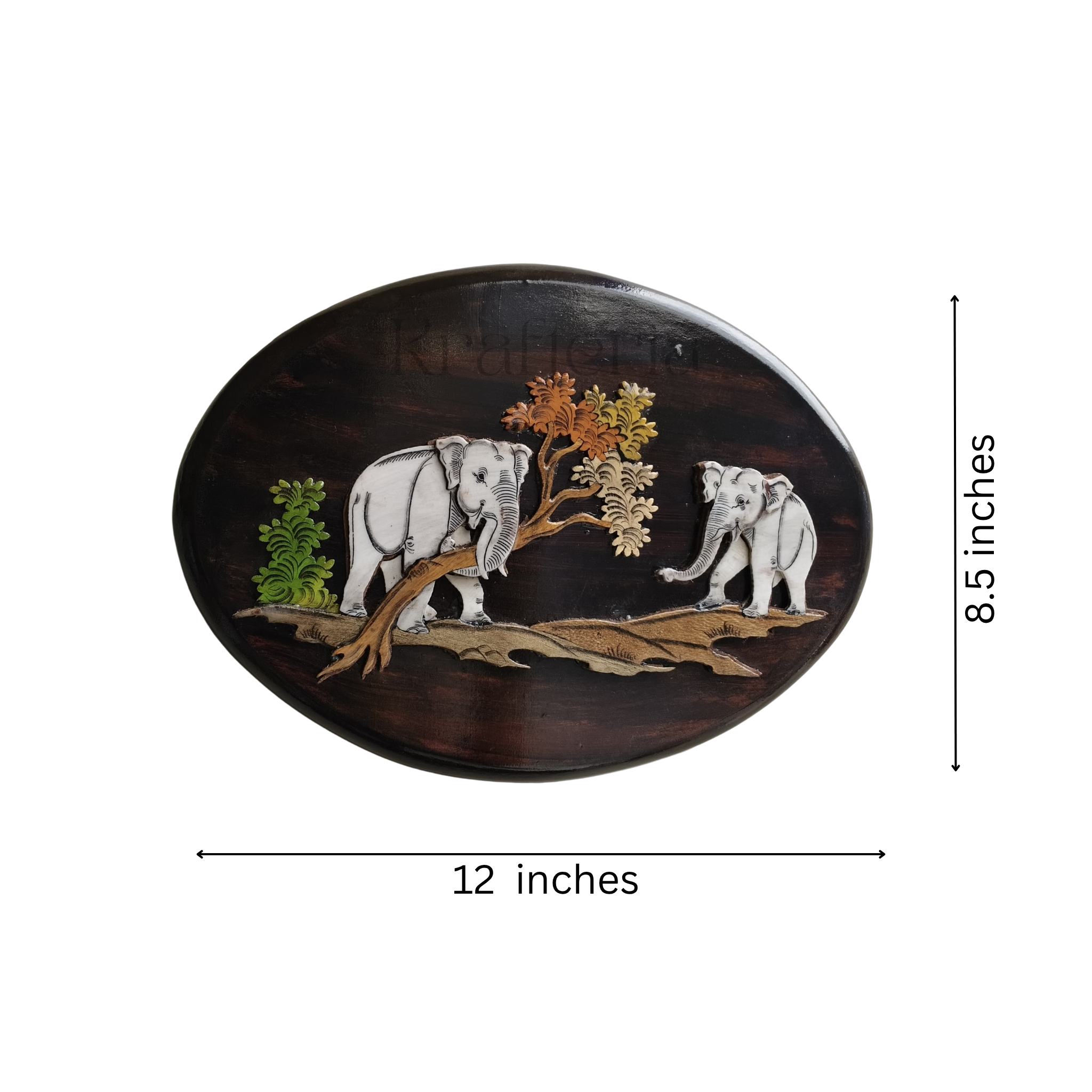Elephant Pair in Harmony – Exquisite Oval Rosewood Inlay