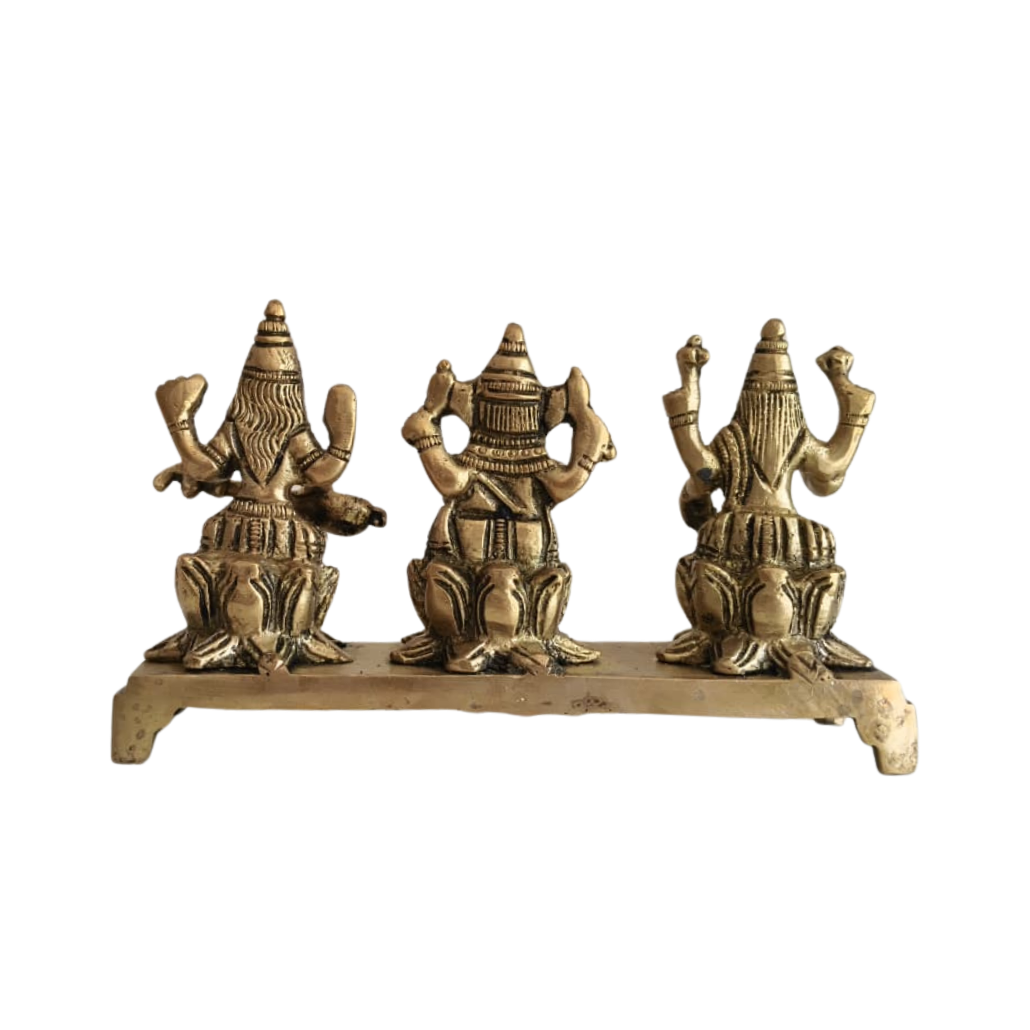Brass Lakshmi Ganesha Saraswati Idol Set