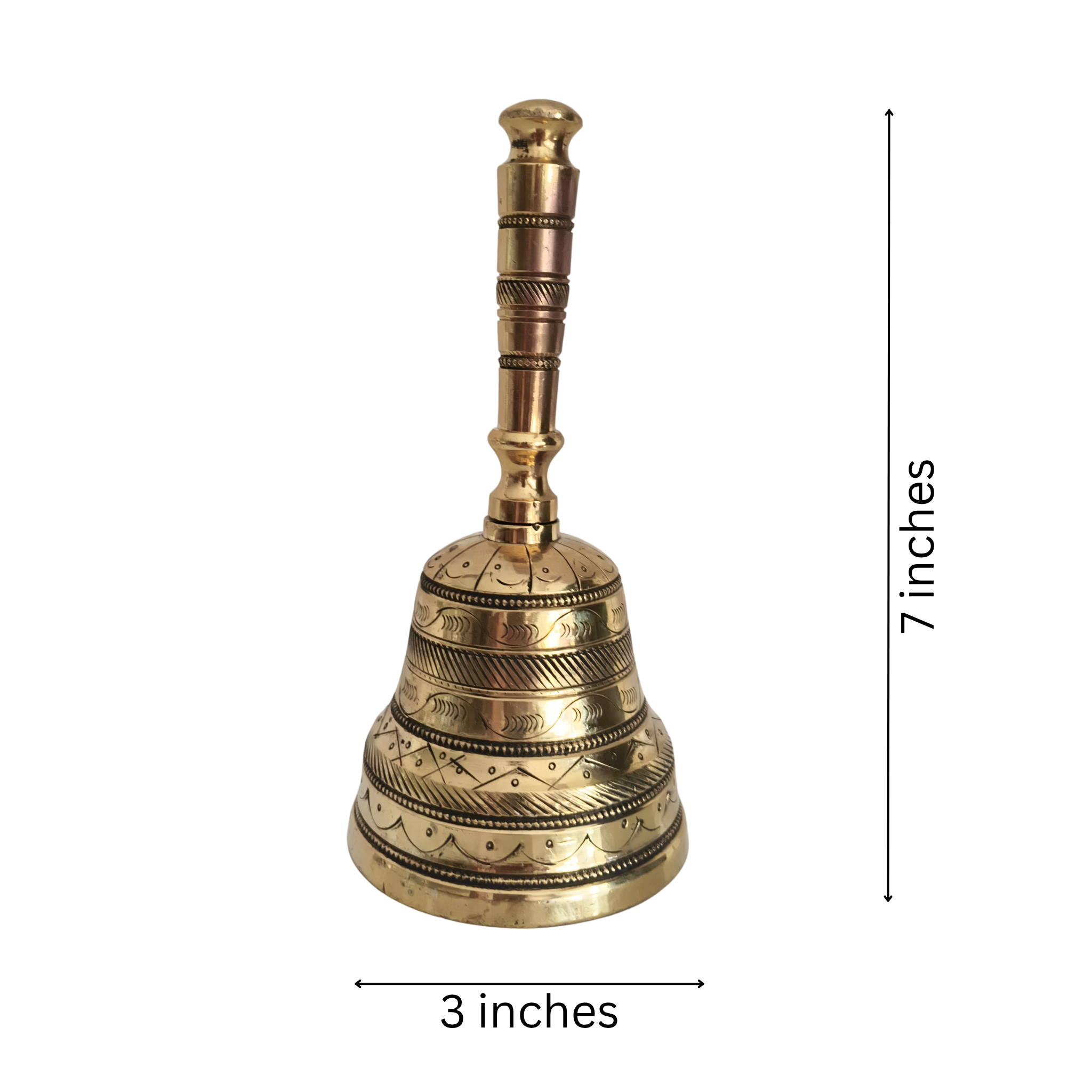 Traditional Handcrafted Brass Puja Bell (Ghanta) with Engraved Detailing