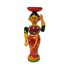 Harmony in Lacquer - Traditional Indian Serving Figure