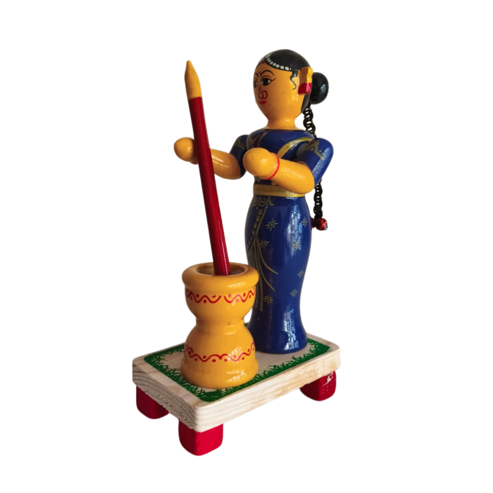 Echoes of Tradition -  Etikoppaka Pounding Woman   Etikoppaka Lacquerware