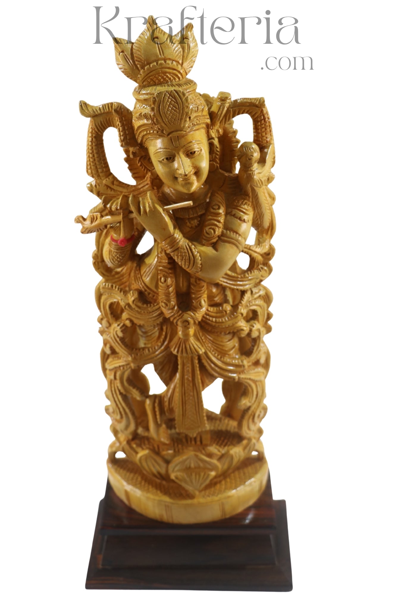 Beautiful Krishna Wood Sculpture – Perfect for Temple or Home