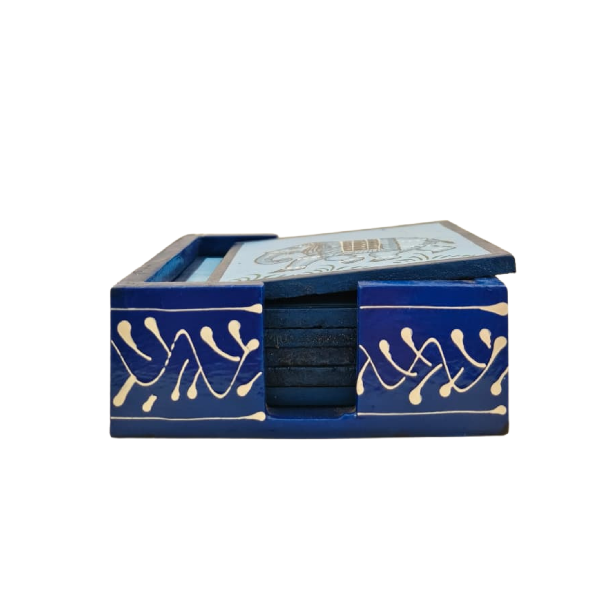 Hand-Painted Wooden Tea Coasters | Set of Decorative Drink Mats