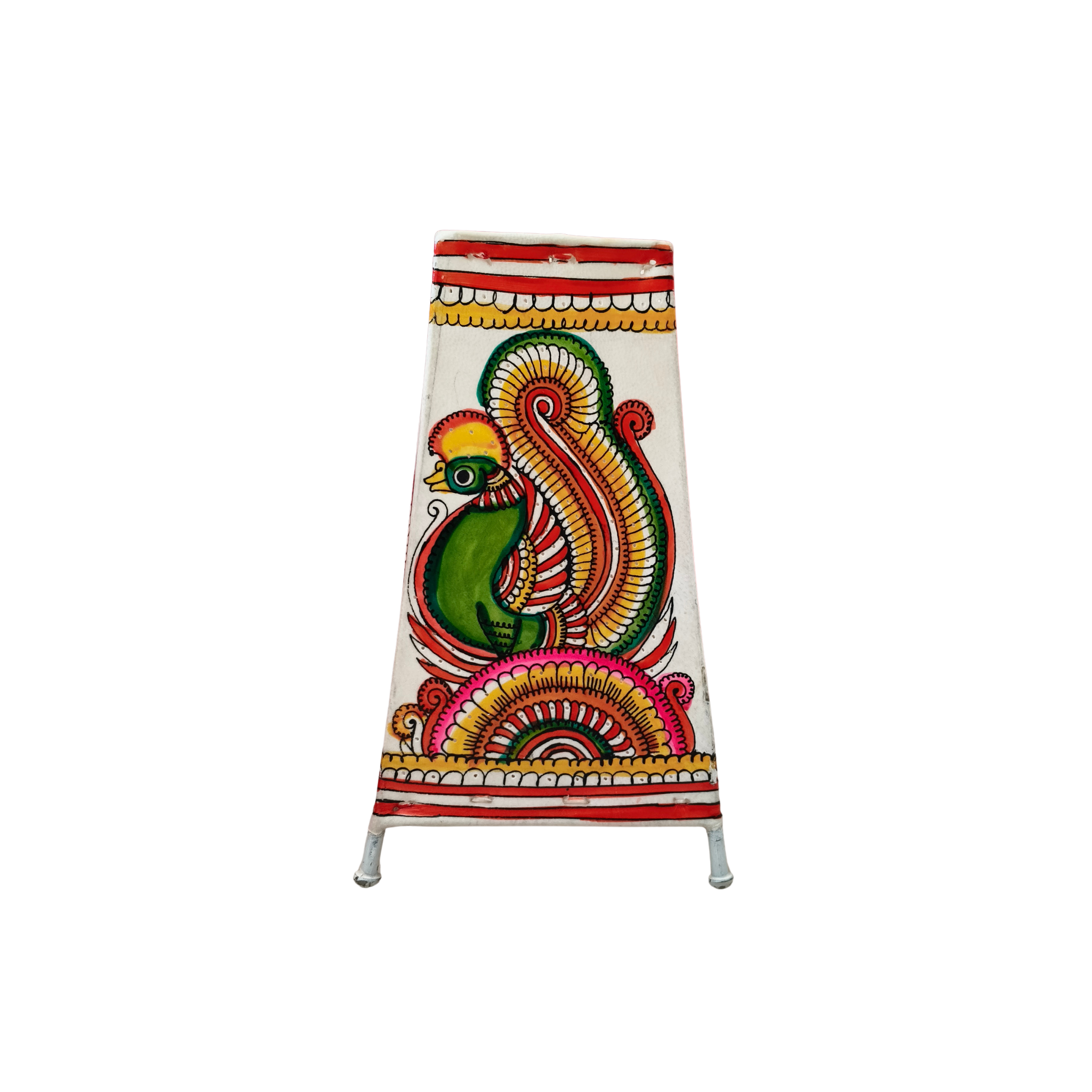 Ornate Peacock Leather Puppetry Painting | Bed Lamp