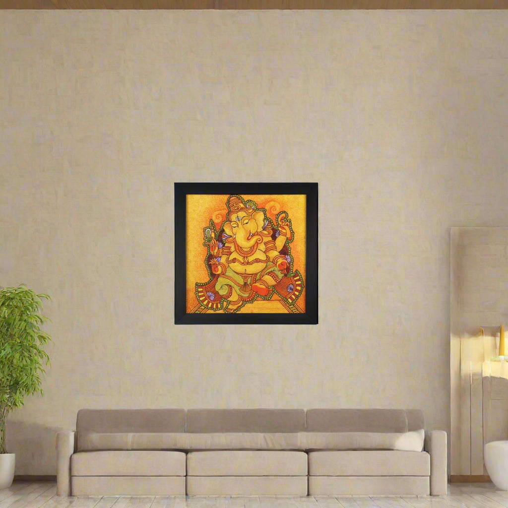 Lord Ganesh Kerala Mural Art – Divine Elephant God
