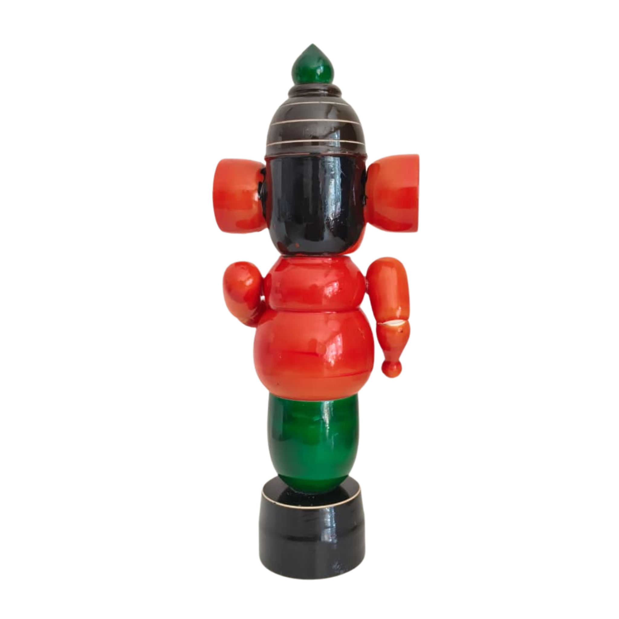 Etikoppaka Wooden Lord Ganesha Idol – Red and Green Lacquerware