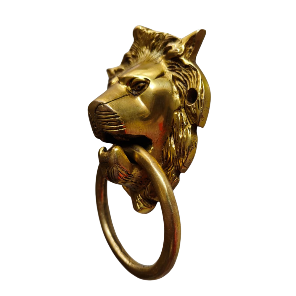 Handcrafted Brass Lion Head Door Knocker – Vintage Wall Décor Accent   Brass Artwork