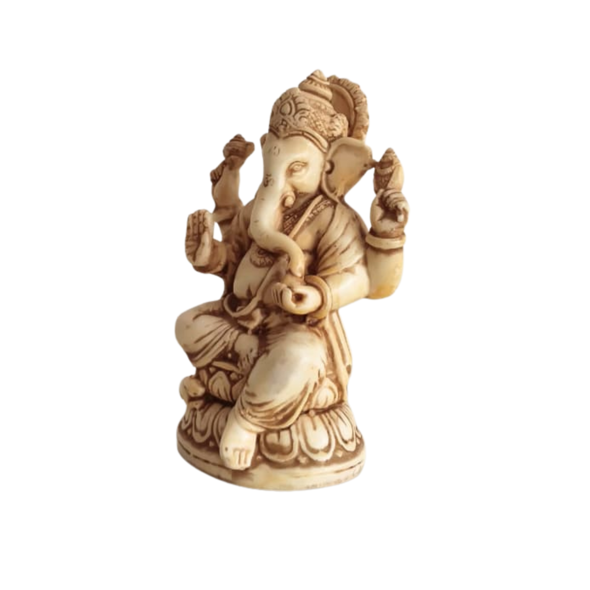 Intricately Carved Ganesha Statue on Lotus Pedestal