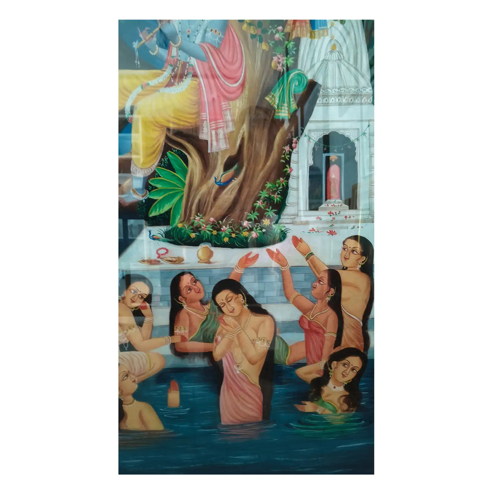 Vastra Haran - Lord Krishna and the Gopis at the Yamuna   Paintings
