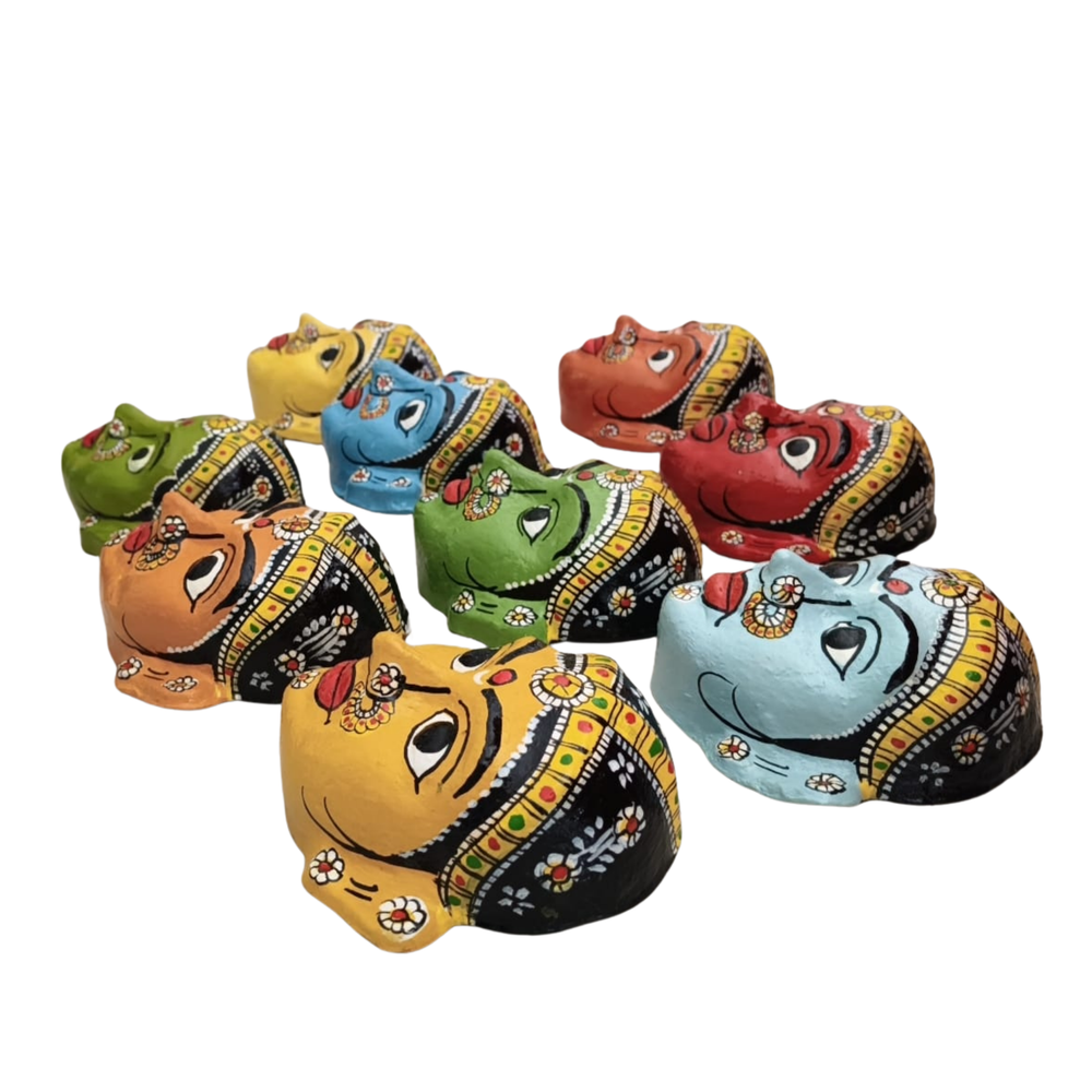 Set of 9 Navarasalu Cheriyal Masks – Nine Expressions Wall Art   wall decor