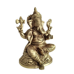 Brass Ganesha Idol – Lord Ganpati Statue for Home Temple Decor   Brass Ware