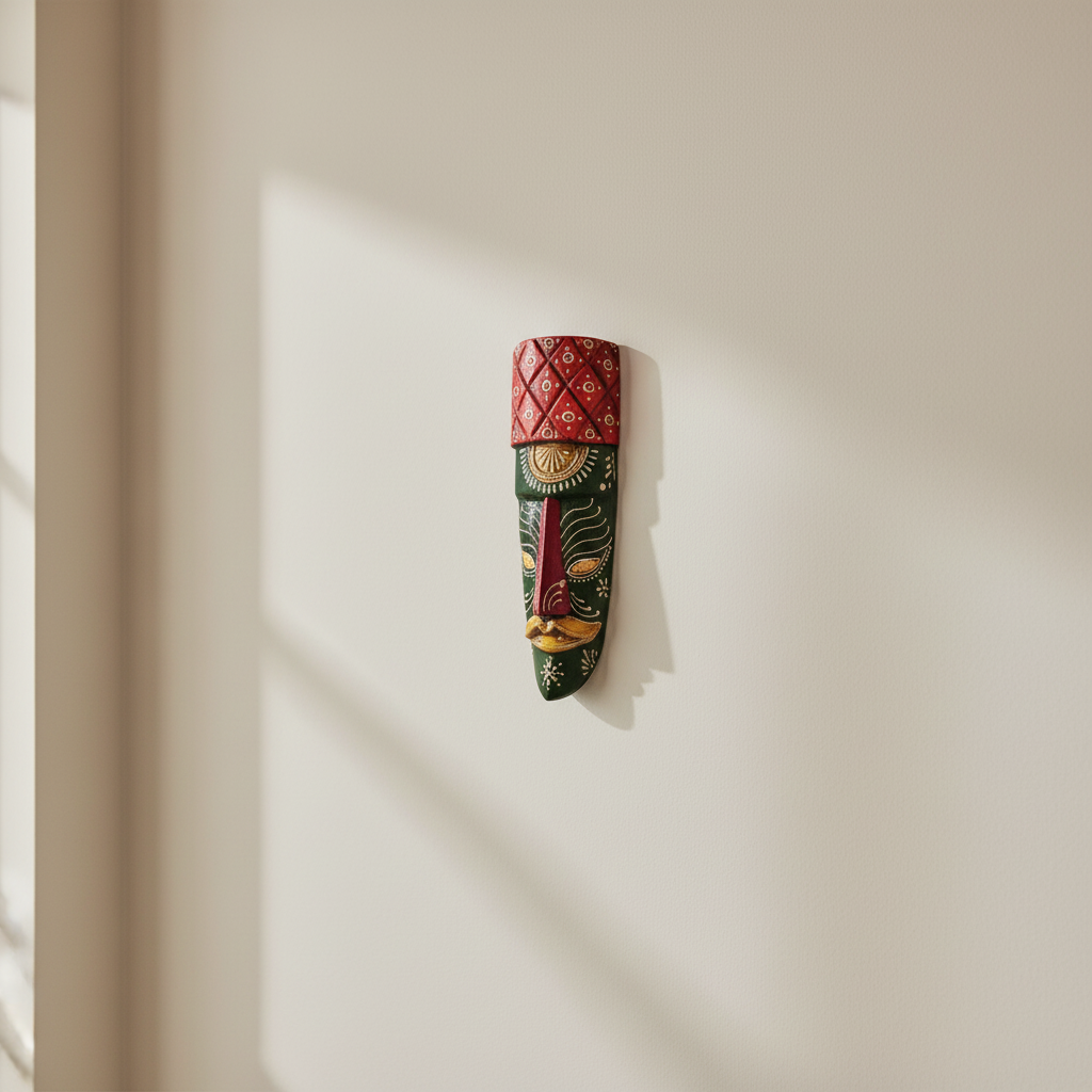 Hand-Painted Human Face Mask Wall Hanging | Artistic Home Accent