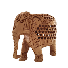 Wooden Elephant with Jali Work | Handmade Indian Craft Sculpture