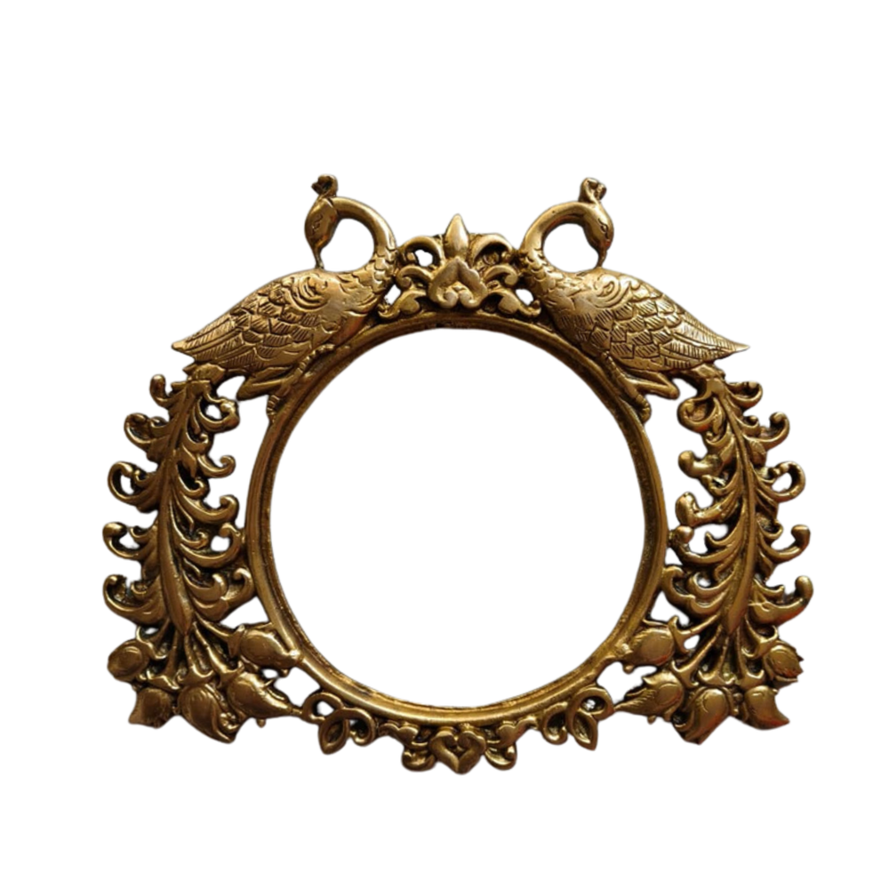 Peacock Brass Prabhavali Frame - Traditional Twin Peacock Wall Art   Brass Artwork
