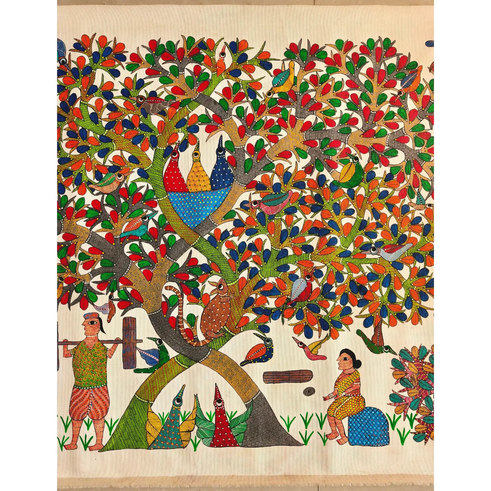 Nature’s Shelter - A Village Story Gond Painting   Paintings
