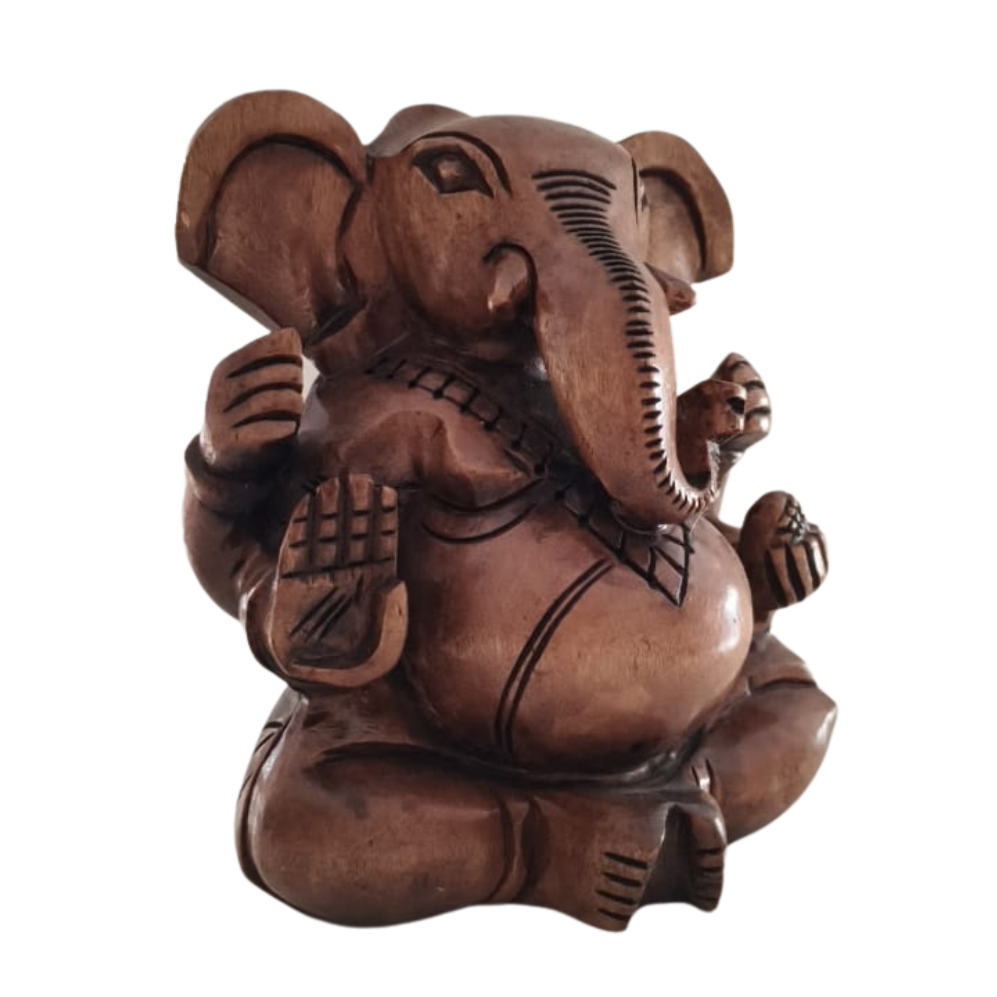 Decorative Wooden Ganesh in Seated Position | Handmade Religious Figurine