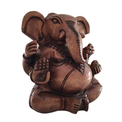 Decorative Wooden Ganesh in Seated Position | Handmade Religious Figurine