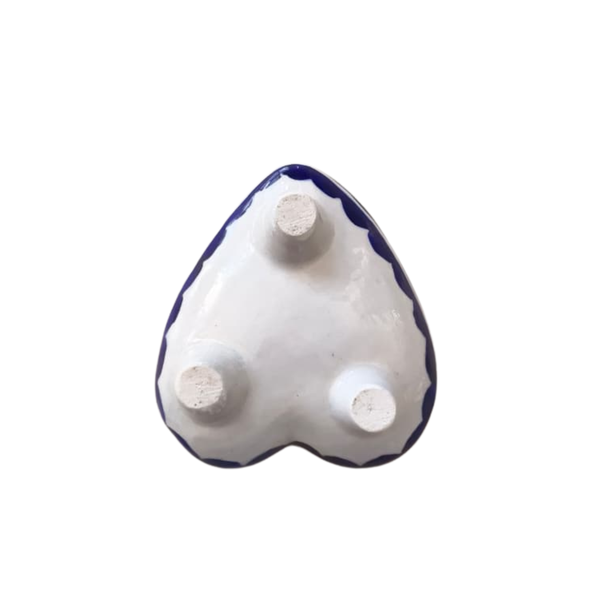 Hand-Painted Blue Pottery Heart-Shaped Soap Dish | Floral Design