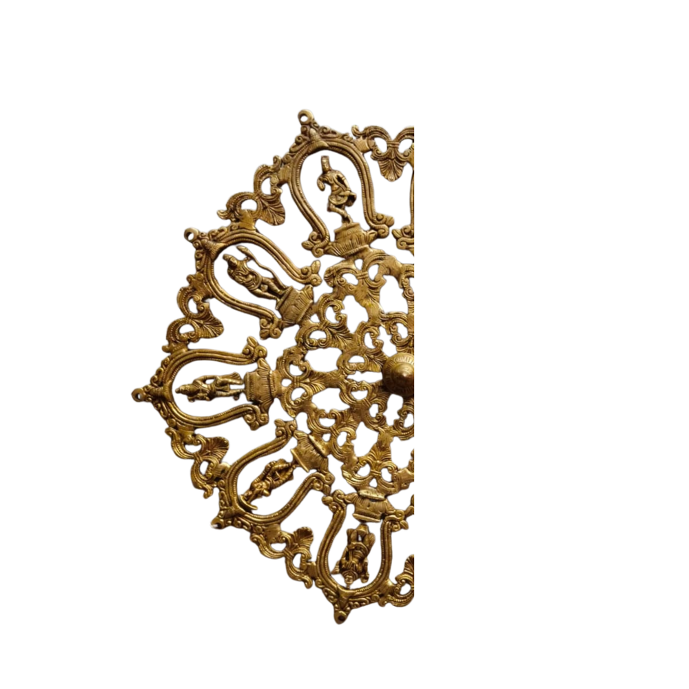 Dashavatara Brass Wall Hanging - Handcrafted 10 Avatars of Vishnu Circular Wall Art   Brass Artwork