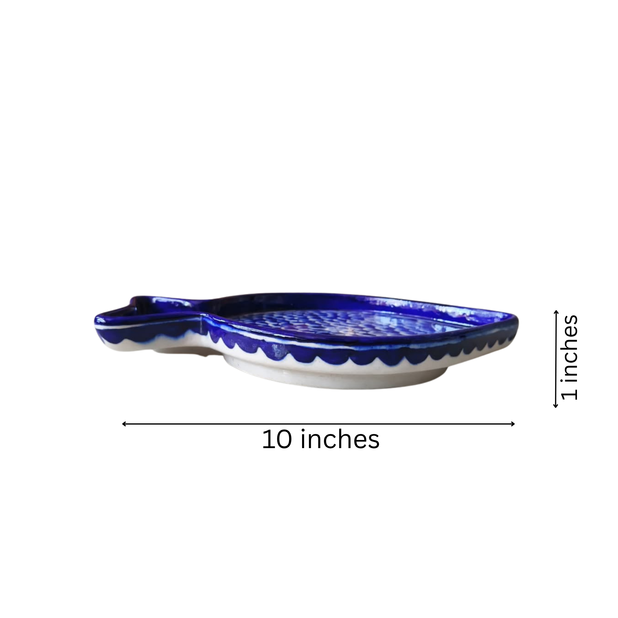 Deep Blue Pottery Fish Wall Decor | Hand-Painted Quartz Art