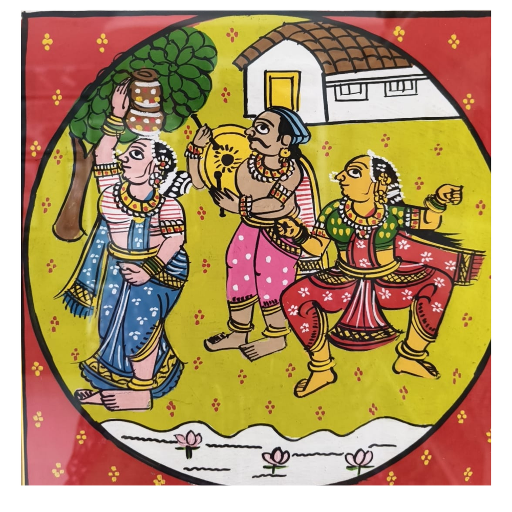 Traditional Indian Narrative Scroll Art - Cheriyal Folk Art Painting   Cheriyala Painting