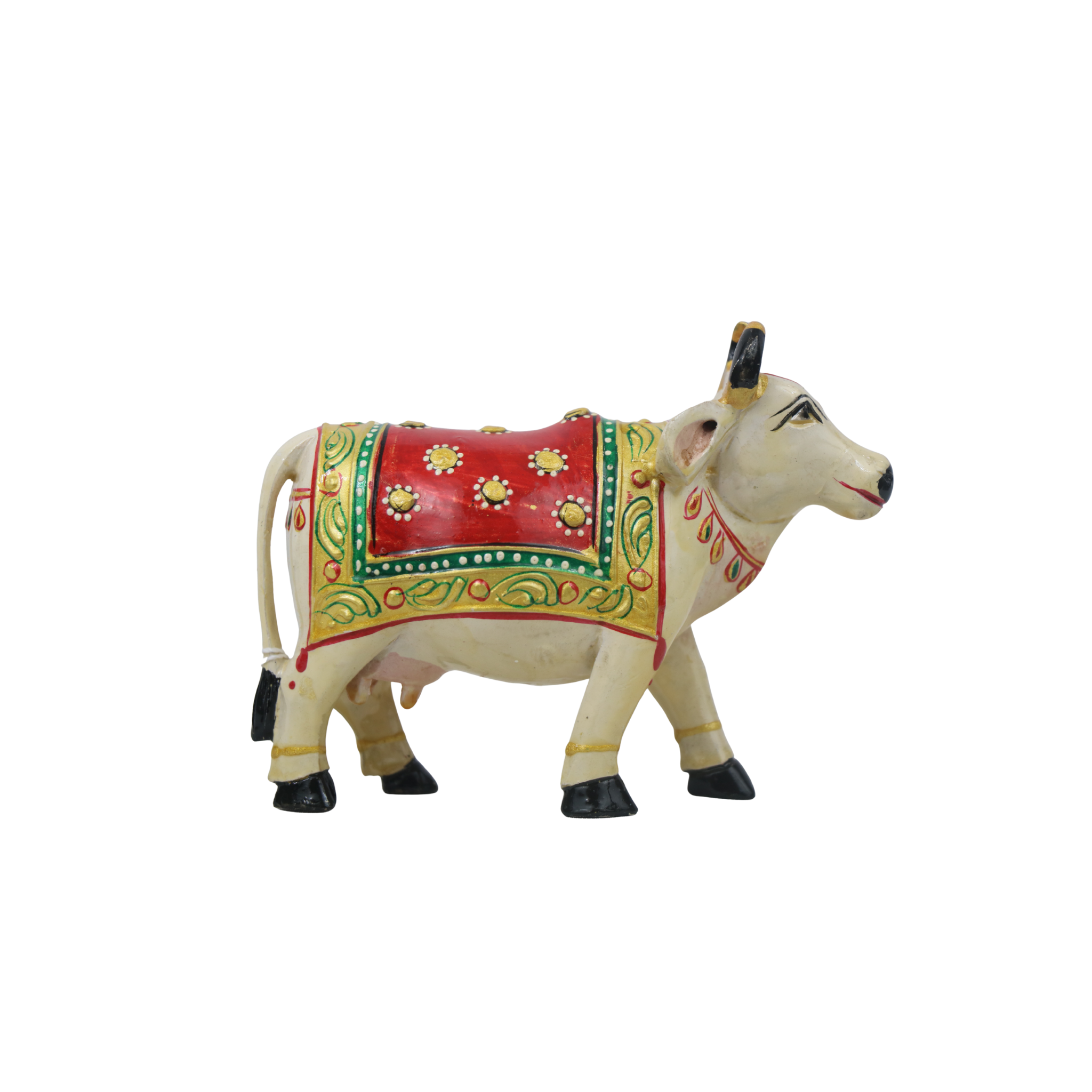 Hand-Painted Wooden Cow – Colorful Decorative Figurine