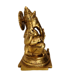 Seated Ganpati Statue with Gada and Pasha for Prosperity & Protection   Brass Artwork