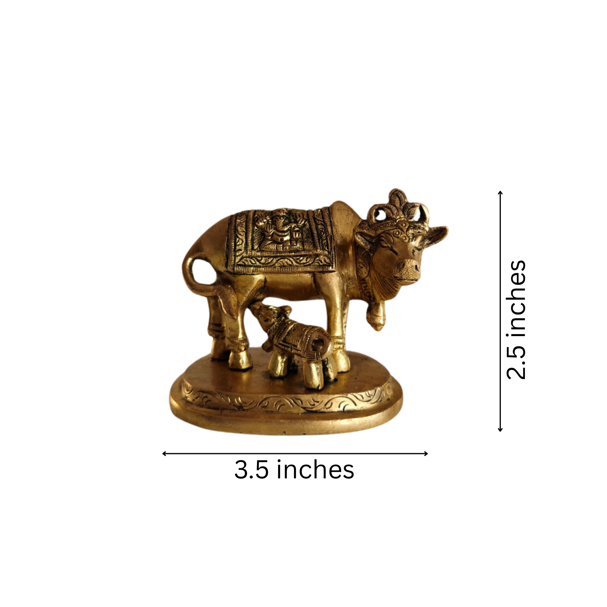 Divine Brass Kamdhenu Cow with Calf Statue | Auspicious Pooja & Vastu