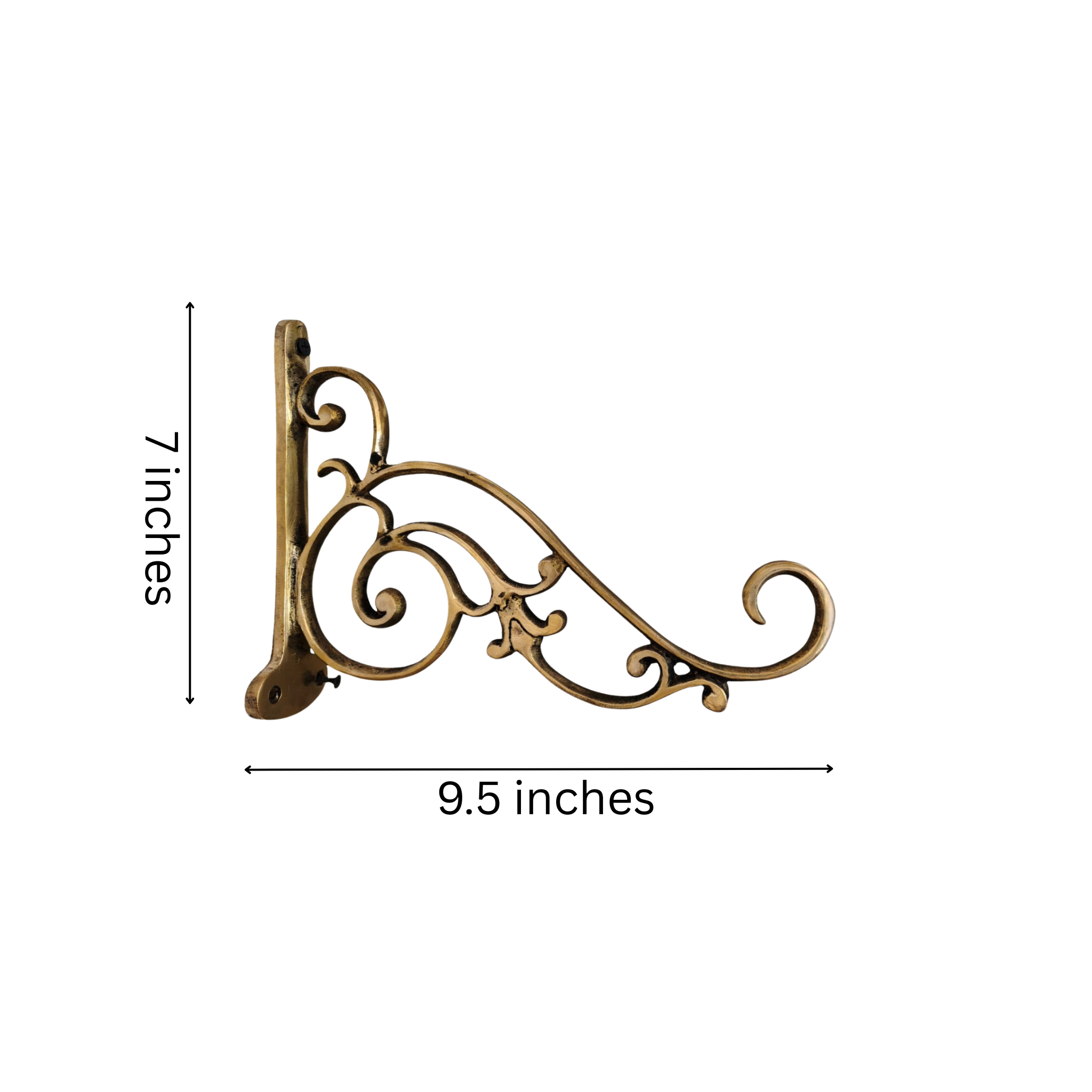 Ornate Antique Brass Wall Mounting Hanging Bracket