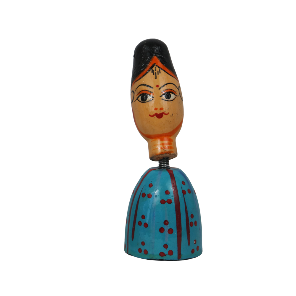 Sardar Spring Doll – Handcrafted Bobble Head for Car & Home Decor   Wooden Lacquerware&toys