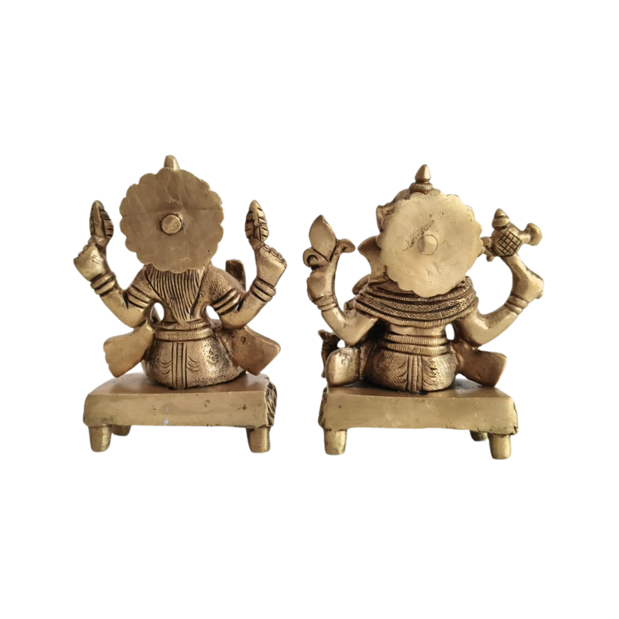 Traditional Brass Idols of Ganesha and Lakshmi
