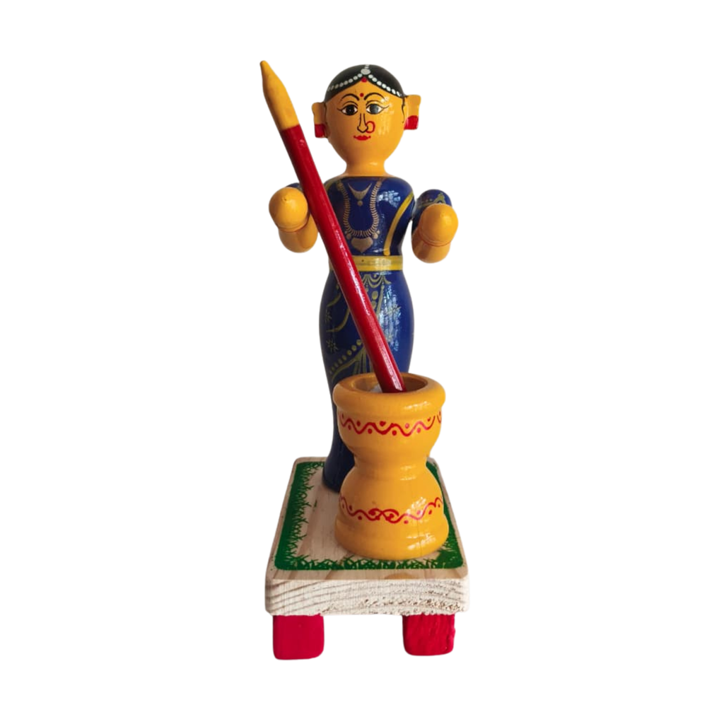 Echoes of Tradition -  Etikoppaka Pounding Woman   Etikoppaka Lacquerware