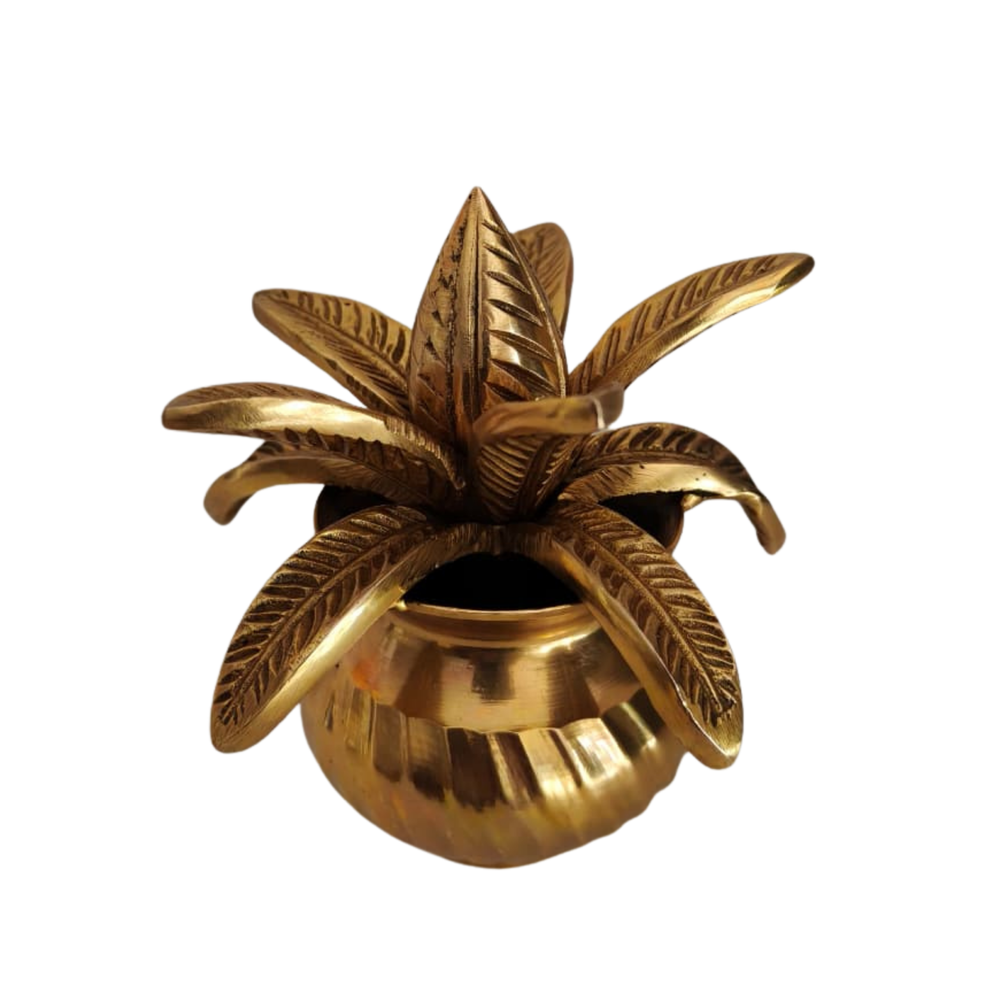 Brass Kalasha (Kalasa) with Lotus Leaves   Brass Ware