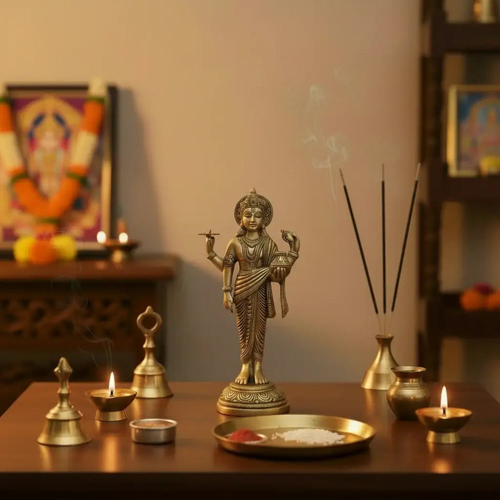 Standing Brass Idol of Lord Dhanvantari   Brass Ware