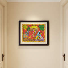 Hand-Painted Rama, Sita & Golden Deer Cheriyal Painting   Cheriyala Painting
