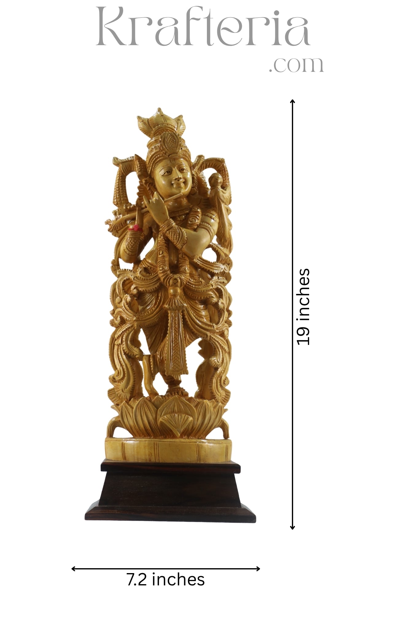 Beautiful Krishna Wood Sculpture – Perfect for Temple or Home