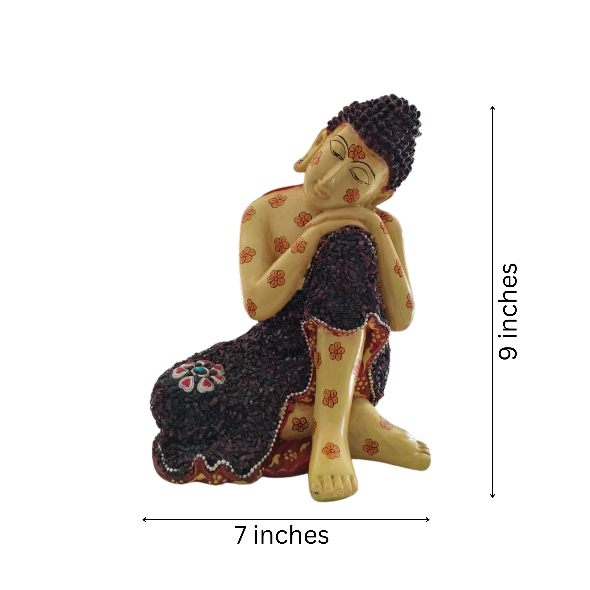 Resin Buddha Idol with Stones | Decorative Spiritual Sculpture