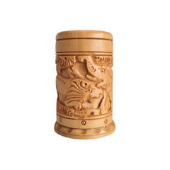 Hand-Carved Wooden Pen Stand – Elegant Desk Organizer