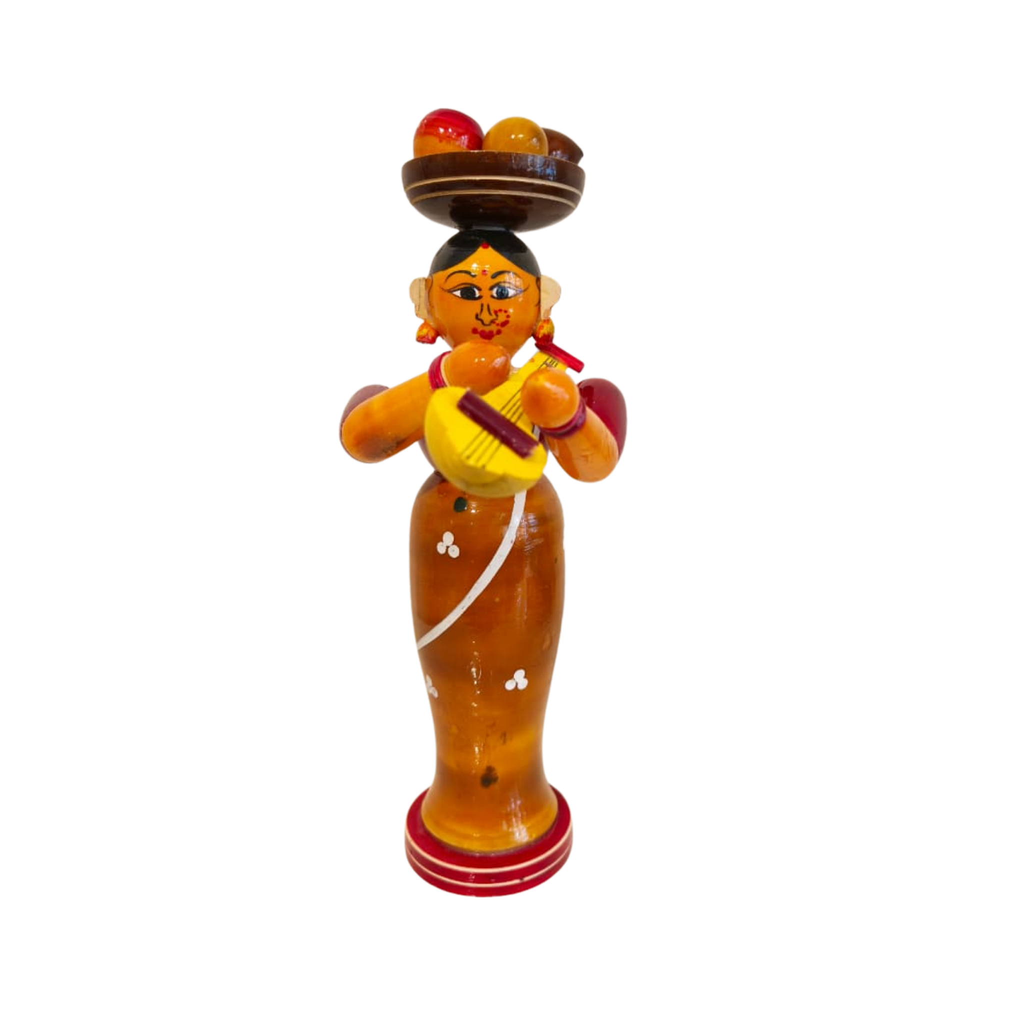 Etikoppaka Wooden Standing Woman Musician with Head Load