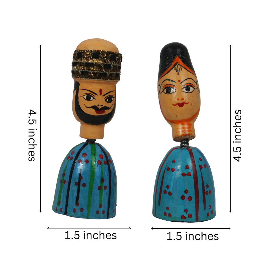 Sardar Spring Doll – Handcrafted Bobble Head for Car & Home Decor   Wooden Lacquerware&toys