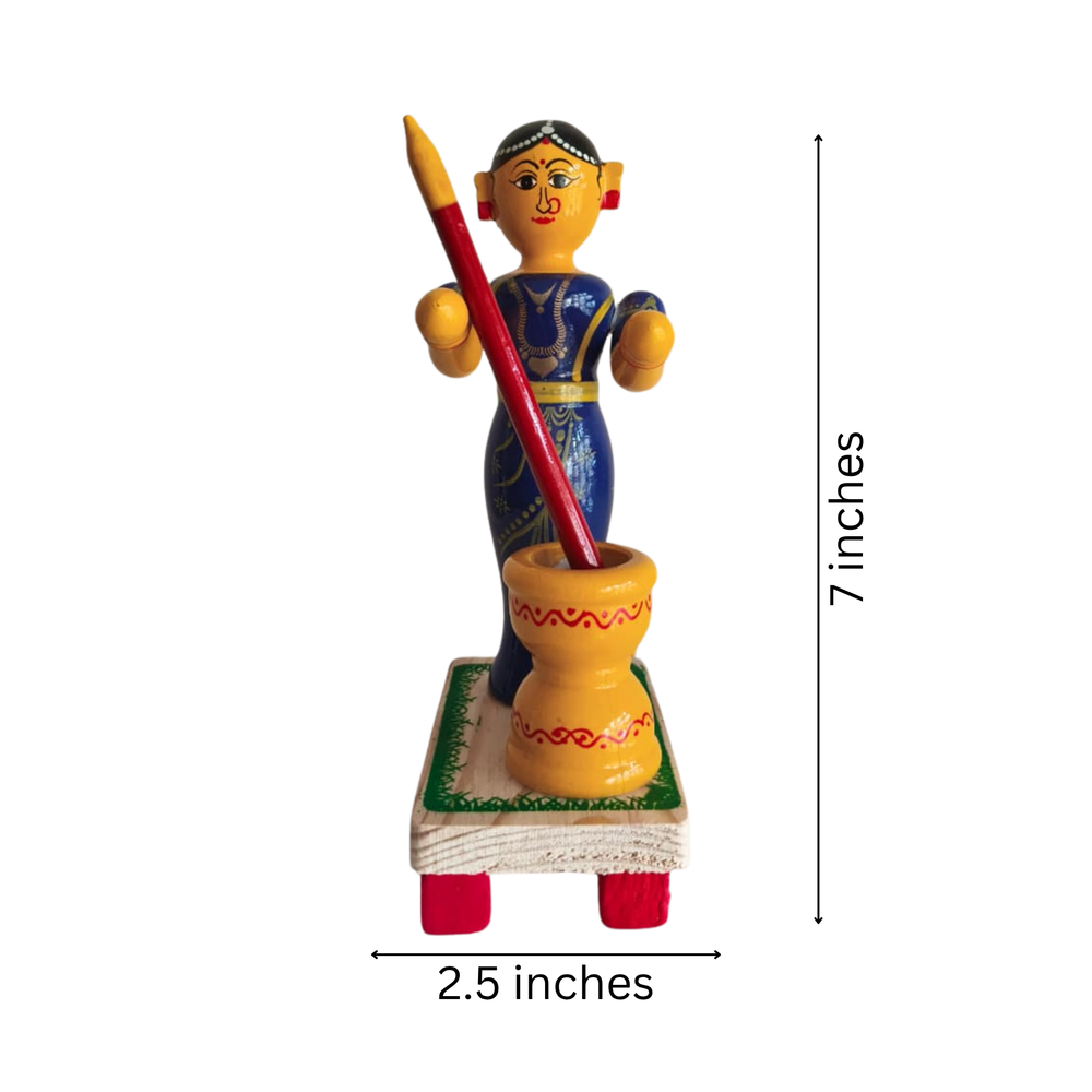 Echoes of Tradition -  Etikoppaka Pounding Woman   Etikoppaka Lacquerware
