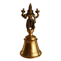 Small Brass Temple Bell with Lord Vishnu Handle