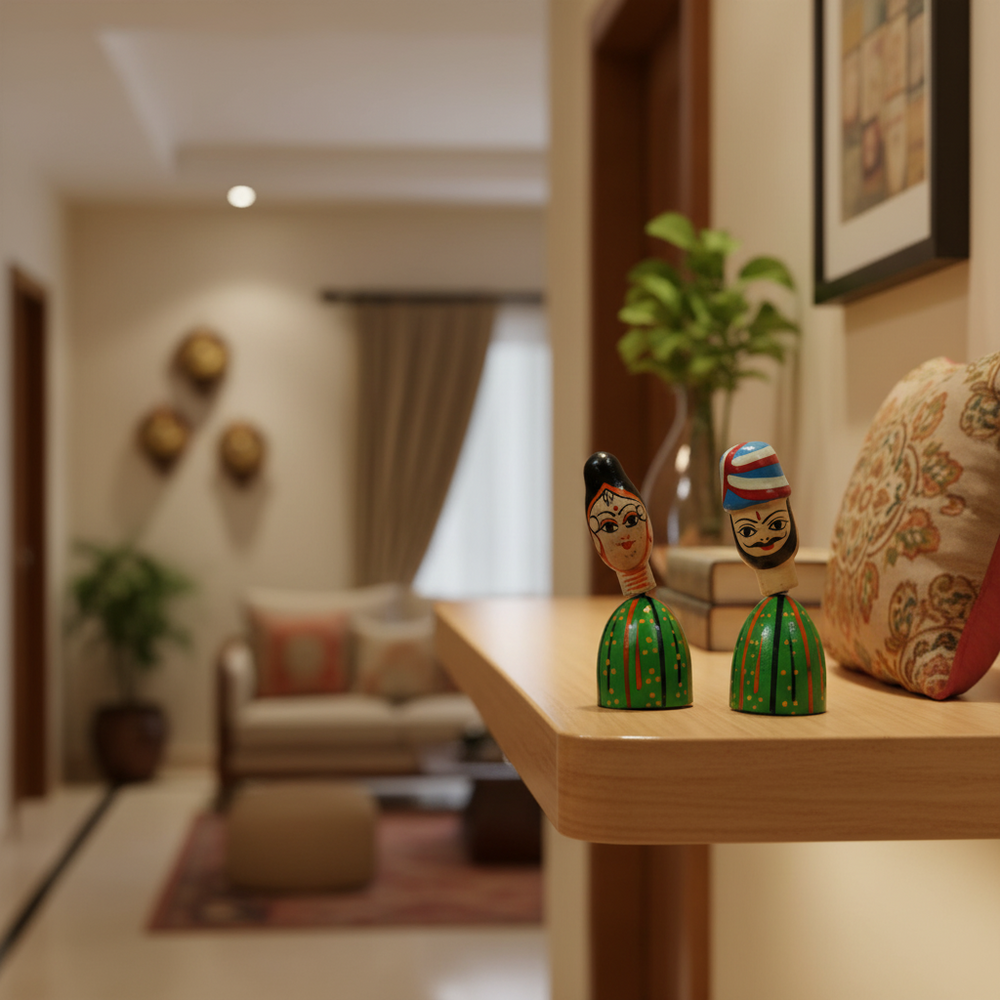 Sardar Spring Doll – Handcrafted Bobble Head for Car & Home Decor   Wooden Lacquerware&toys