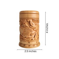 Hand-Carved Wooden Pen Stand – Elegant Desk Organizer