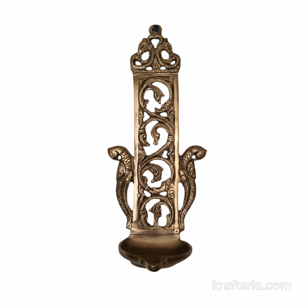 Brass Peacock Oil Lamp (Diya) | Handcrafted Traditional Indian Wall Art   Brass Artwork