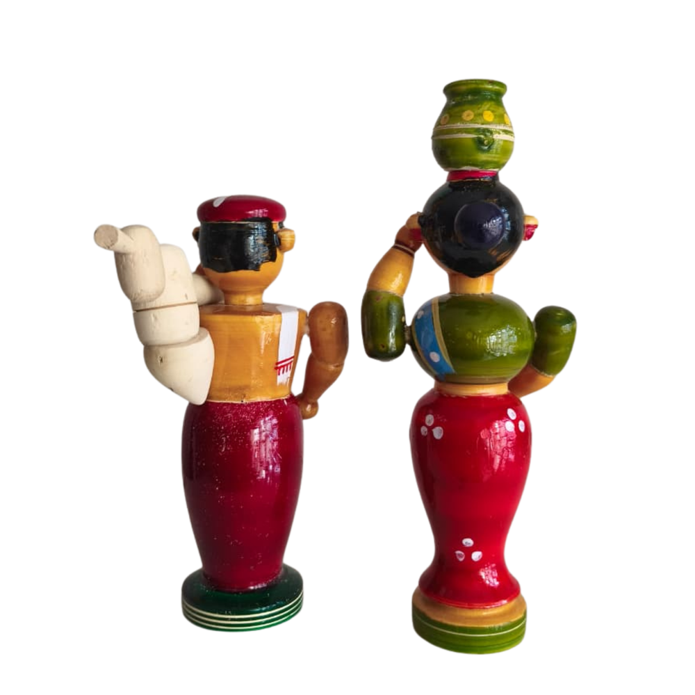 The Etikoppaka Village Couple - A Portrait of Rural Life in Lacquerware   Etikoppaka Lacquerware